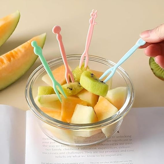40 Pcs Plastic Cartoon Fruit Forks