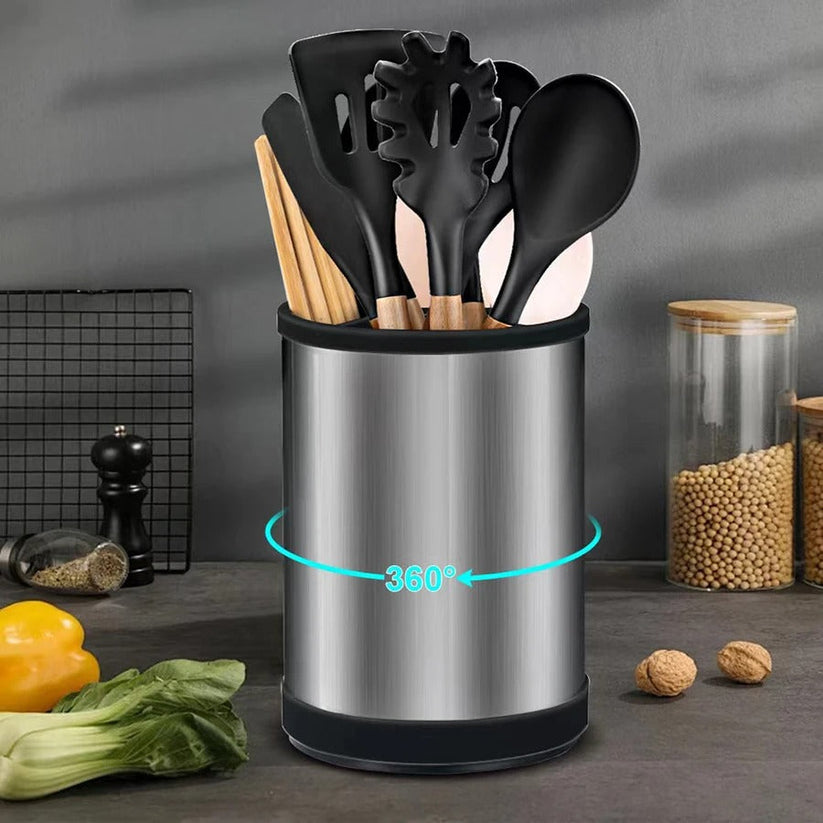 360° Rotating Stainless Steel Cutlery Holder