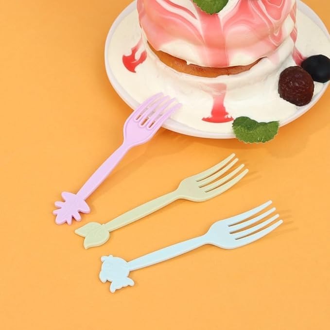 40 Pcs Plastic Cartoon Fruit Forks