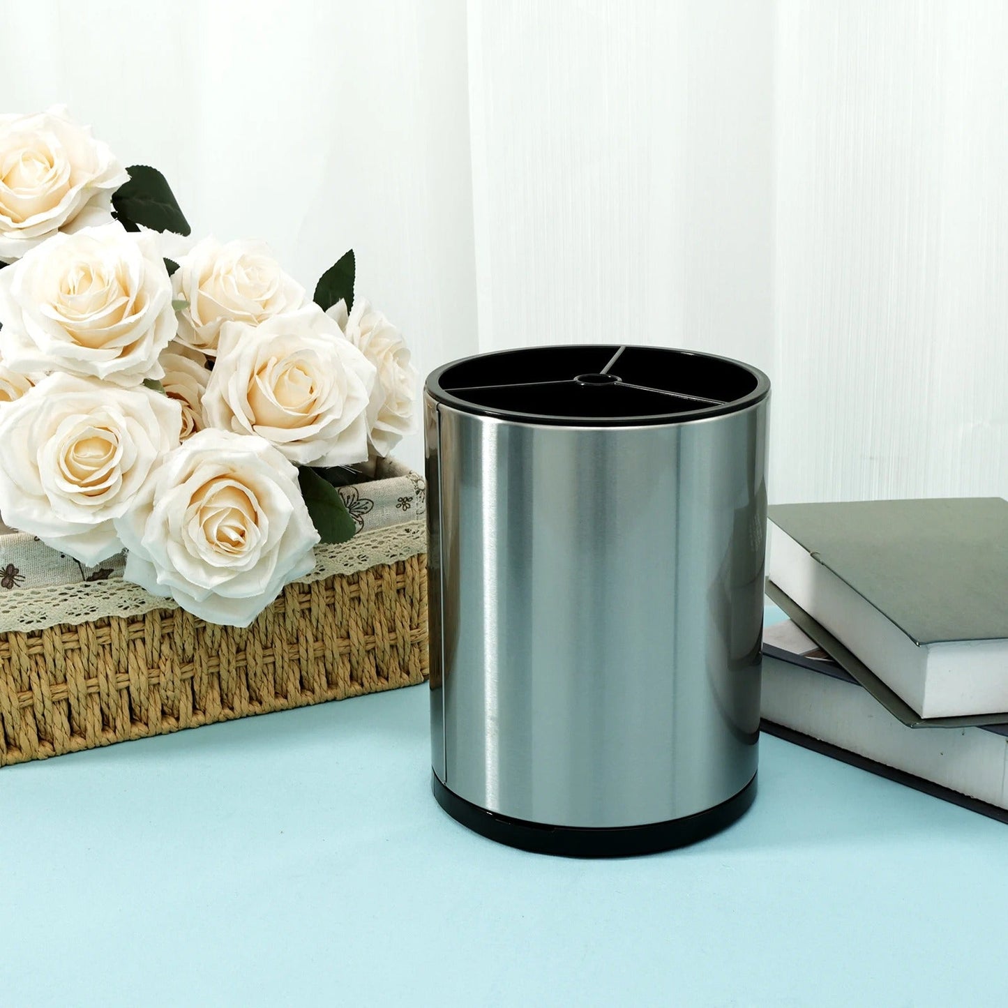 360° Rotating Stainless Steel Cutlery Holder